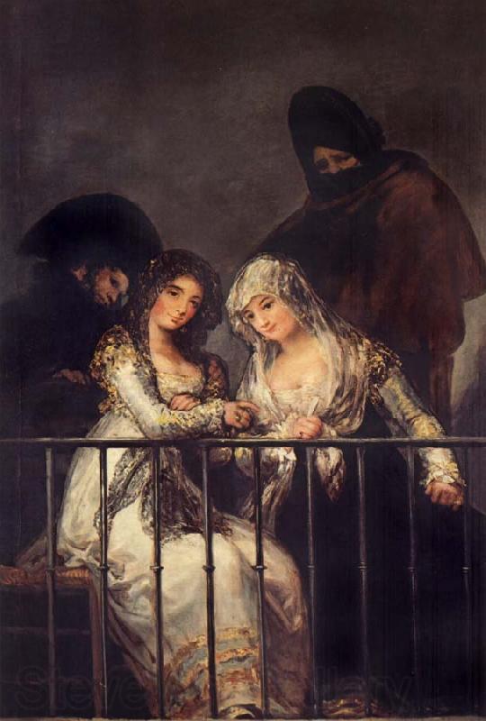 Francisco de goya y Lucientes Majas on a Balcony Spain oil painting art